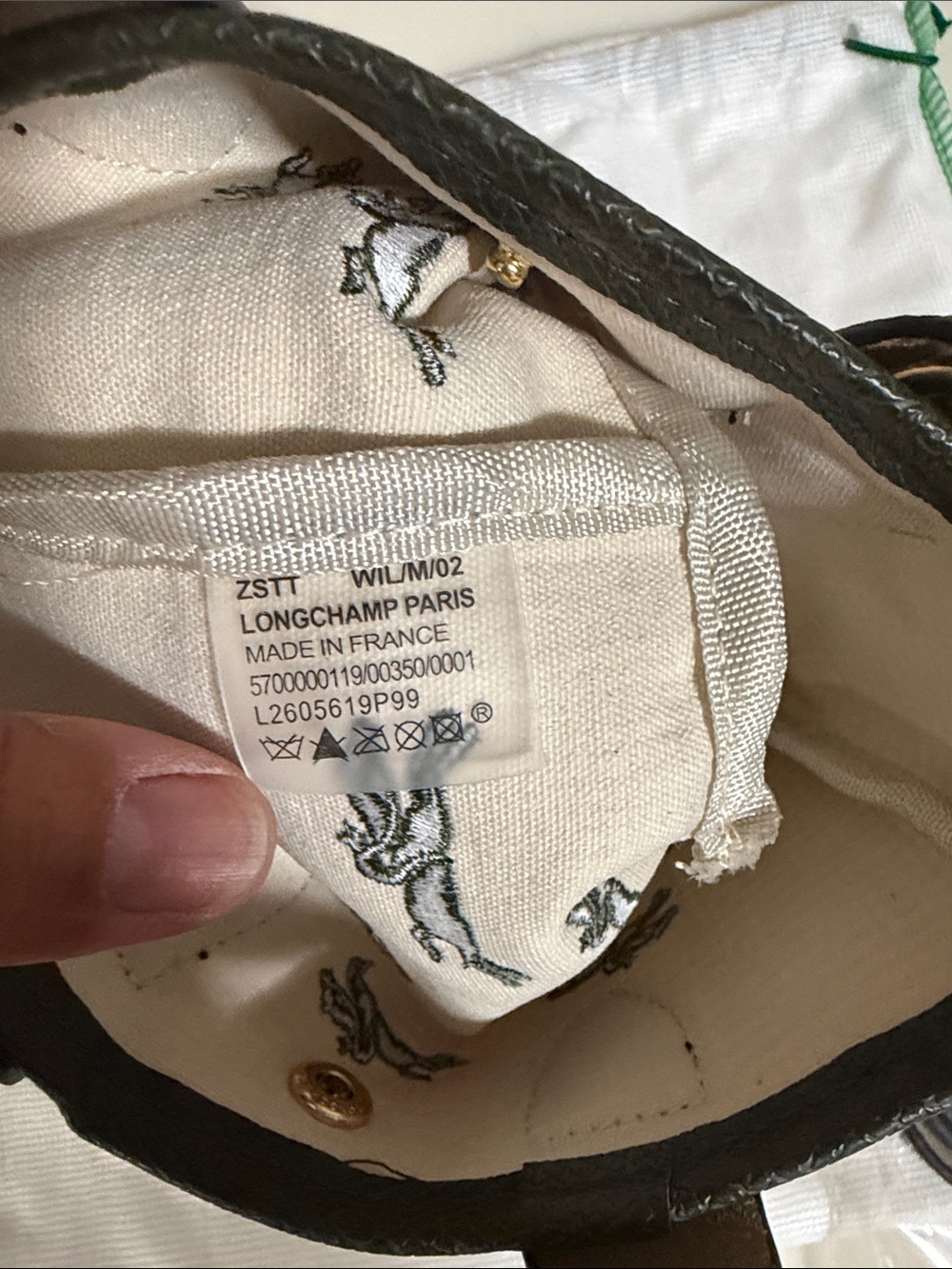 Longchamp Le Panier Green Trim Woven Mini Tote Leaping Horse Motif basket bag - Picture 4 of 4